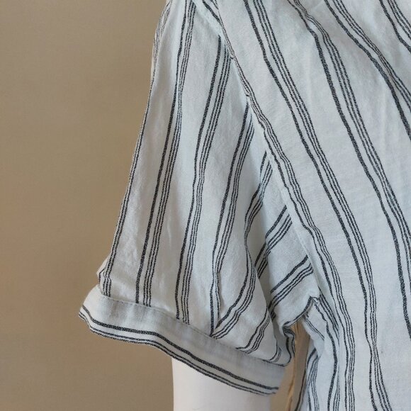 Lucky Brand Women's Relaxed Printed Workwear Striped Cotton Shirt - Picture 4 of 11